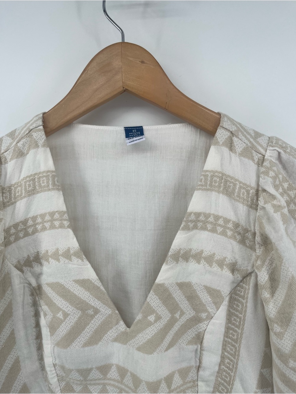 Old Navy Jacquard Cotton Blend Mini Dress XS Petite Cream - Picture 7 of 10